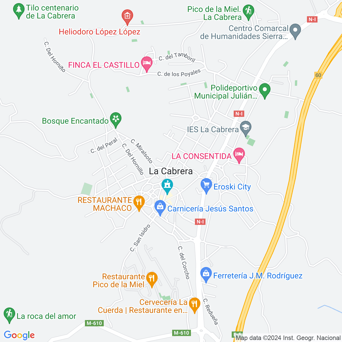 Mapa de La Cabrera con la ubicación de la tienda